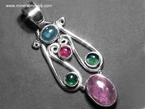Multi Color Tourmaline Gemstone Pendant